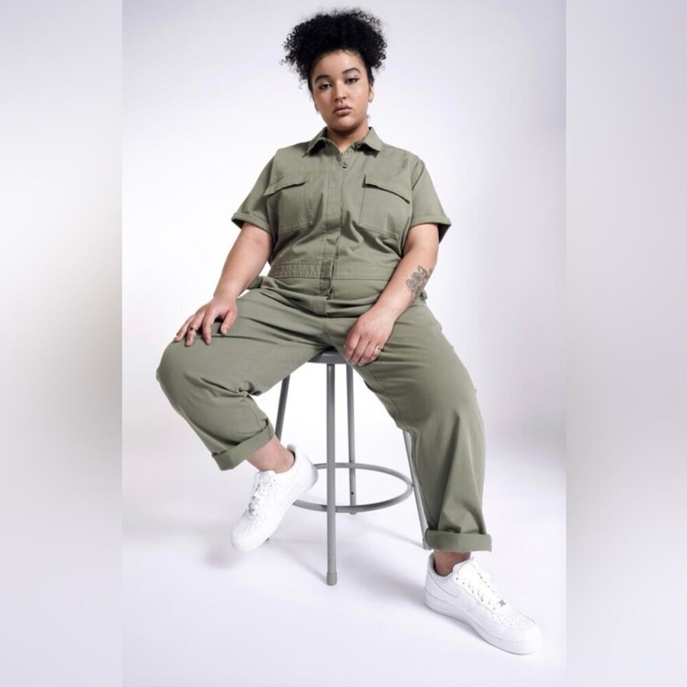 BP + Windfang Utility Short Sleeve Jumpsuit in Army Green Size 2X
